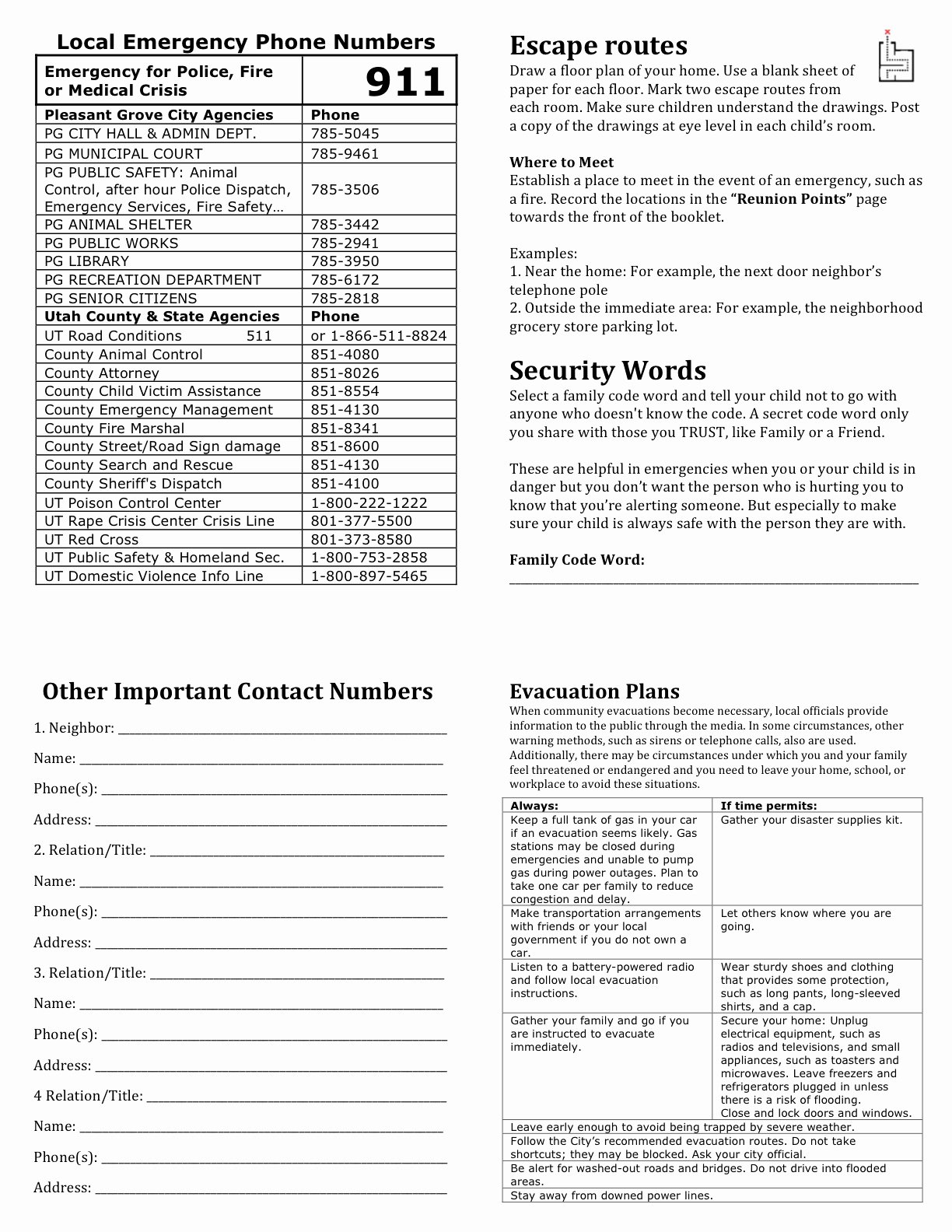 Family Safety Plan Template New 5 Best Of Home Emergency Plan Printable Worksheet