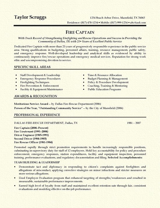 Fire Department Training Plan Template Lovely Fireman Resume Example