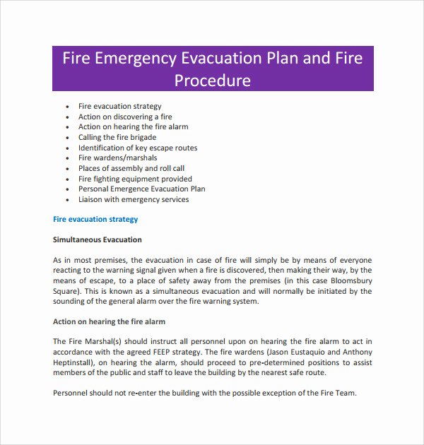 Fire Evacuation Plan Template Fresh 10 Evacuation Plan Templates