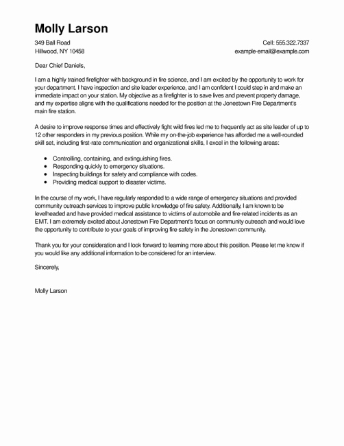 Firefighter Letter Of Recommendation Fresh Firefighter Cover Letter with No Experience