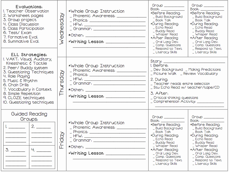 First Grade Lesson Plan Template New Guided Reading Lesson Plan Template for 1st Grade Guided