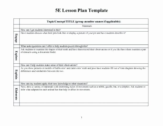 Five E Lesson Plan Template New 5e Model Lesson Plan Template Site Wikipedia 5e Lesson
