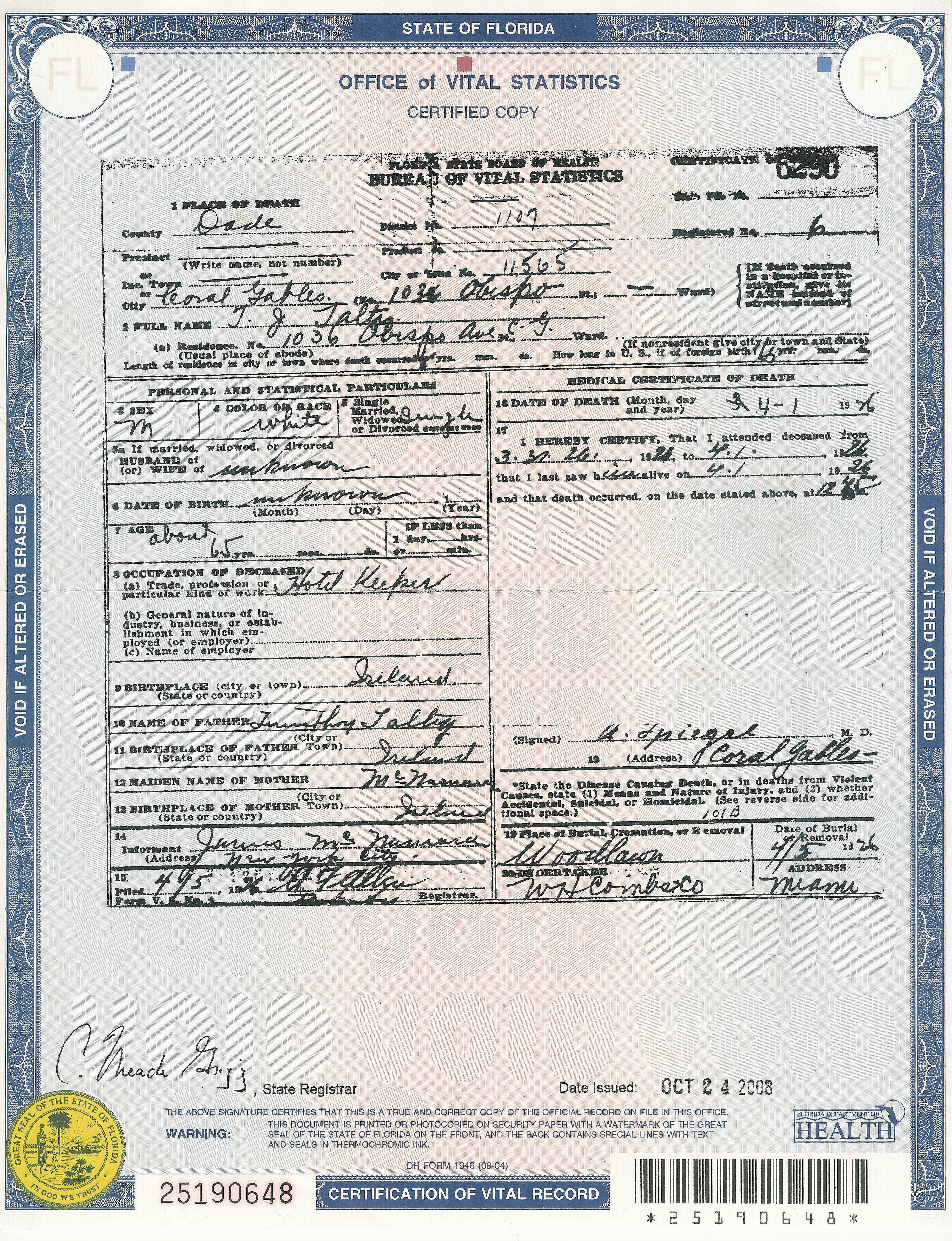 Florida Death Certificate Sample Fresh 12 Best Of Death Certificate Example Montana