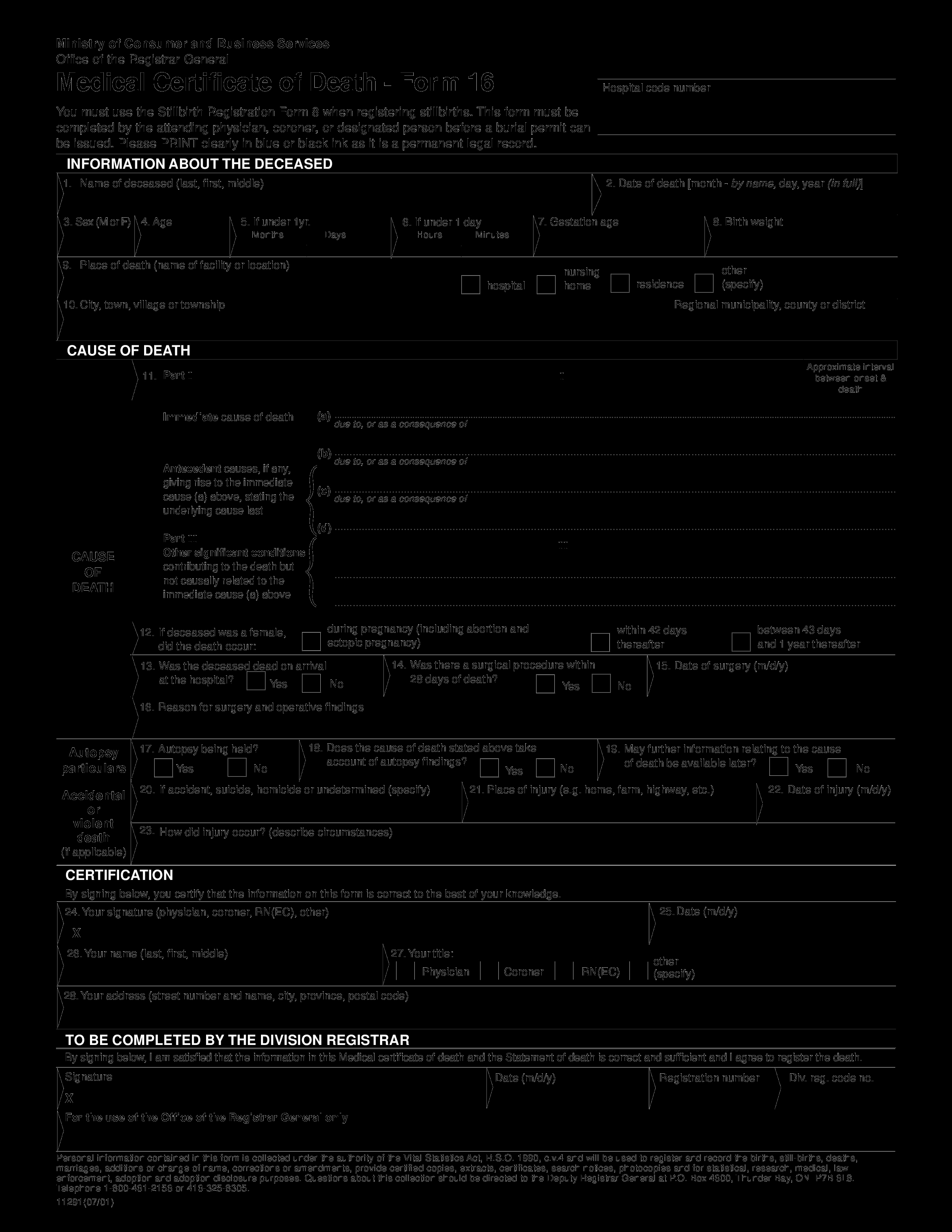 Florida Death Certificate Sample Inspirational Free Medical Certificate Death