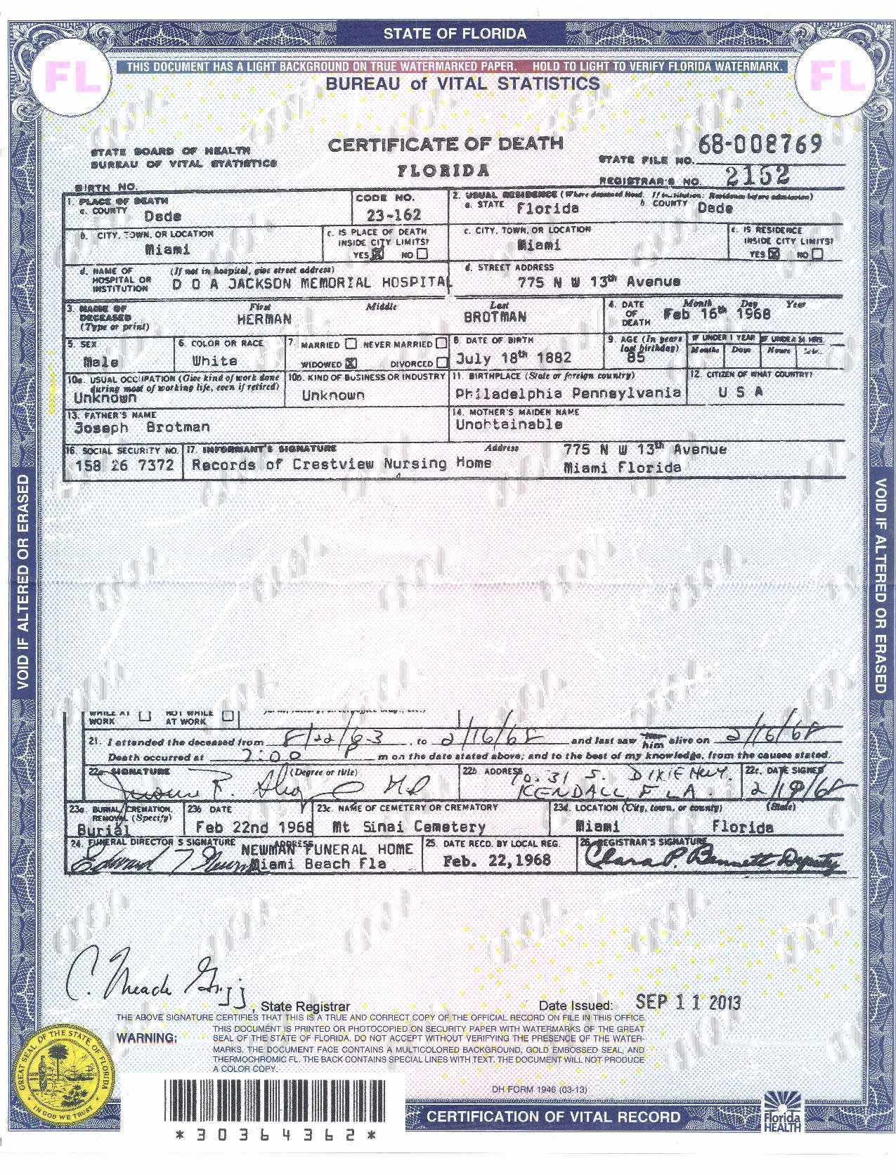 Florida Death Certificate Sample Unique 301 Moved Permanently