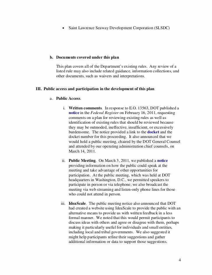Fmcsa Corrective Action Plan Template New Dot Regulatory Reform Plan August 2011