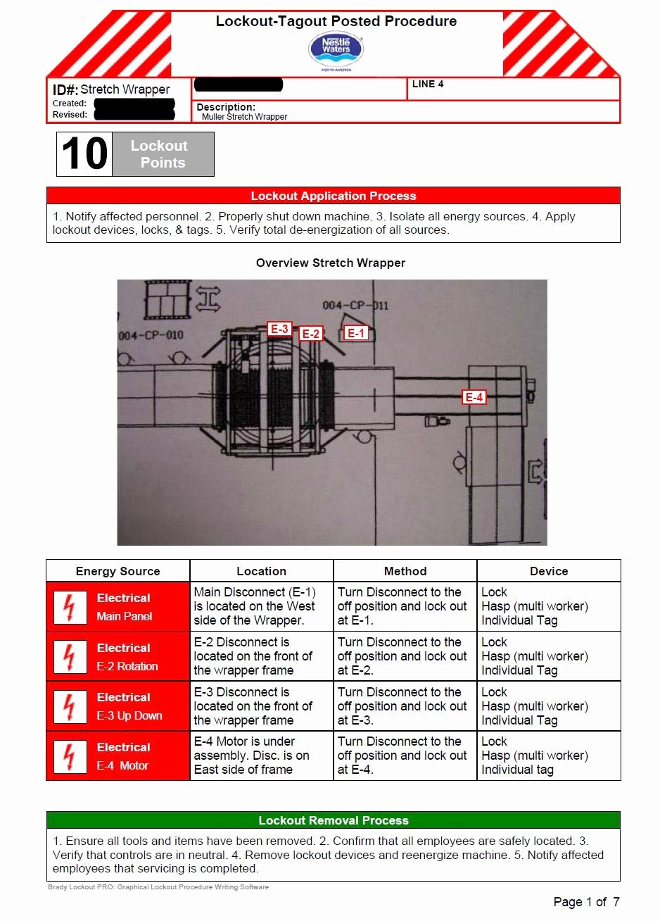 Fmcsa Safety Management Plan Template Beautiful Lock Out Tag Out Energy Control Program