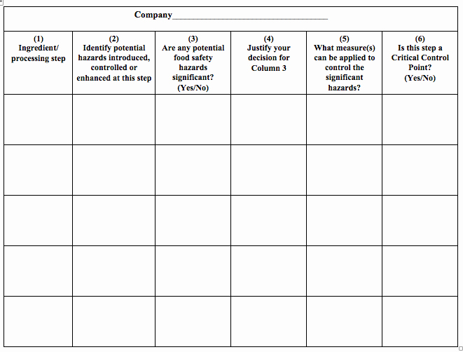 Food Safety Plan Template Lovely Haccp Templates