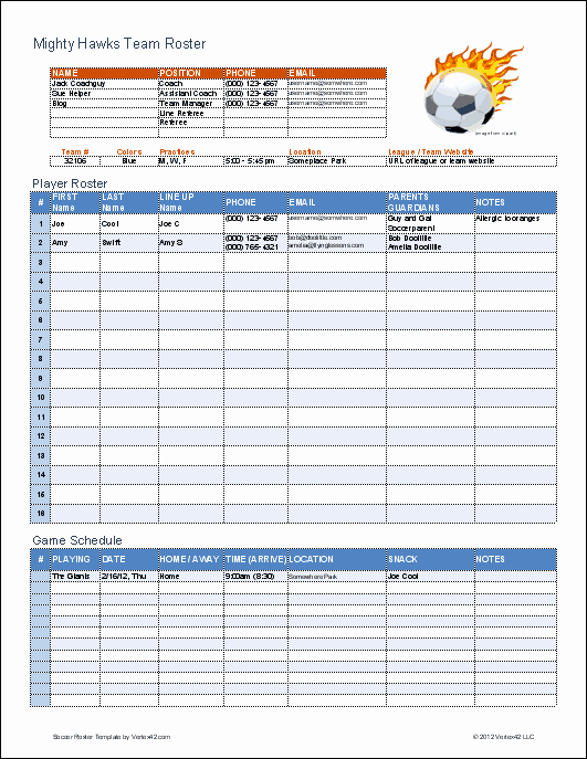 Football Game Plan Template Best Of soccer Roster Template for Excel