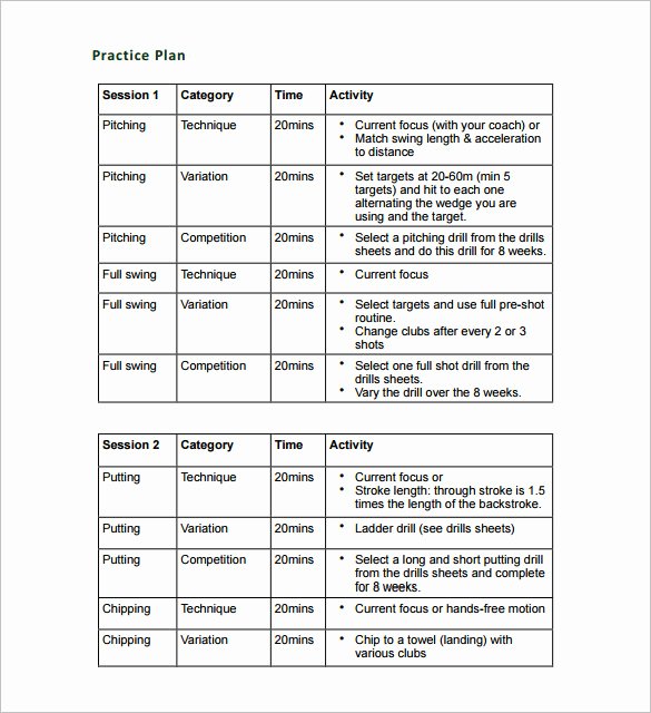 Football Practice Plan Template Excel New 11 Practice Schedule Templates Doc Pdf