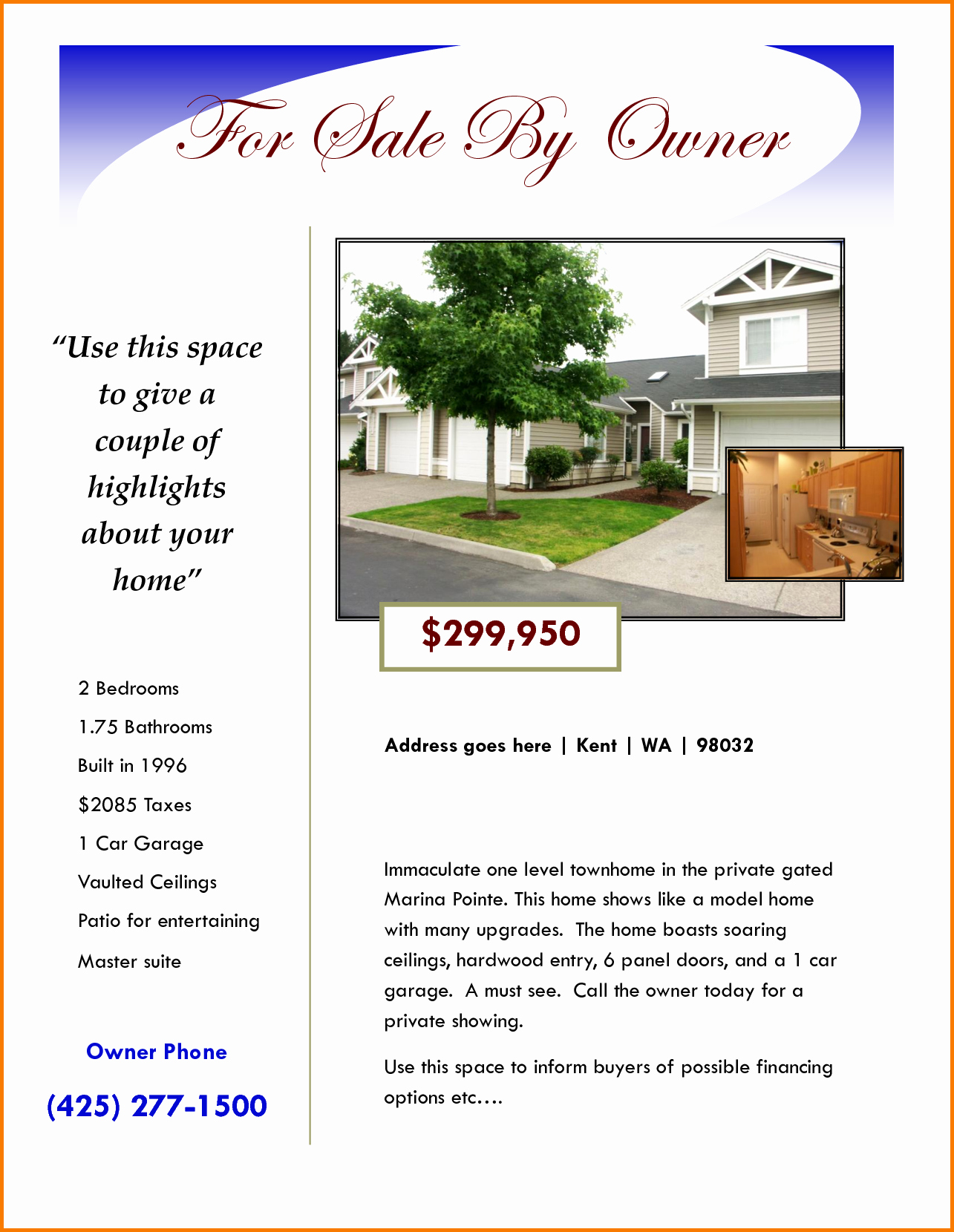 For Sale Template Word Lovely for Sale by Owner Flyer