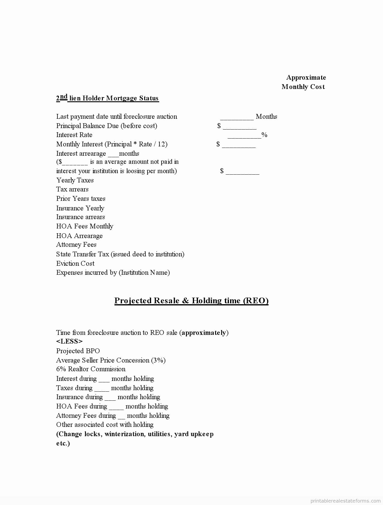Foreclosure Letter Templates Inspirational Printable Copy Of Projected foreclosure to Reo Cost