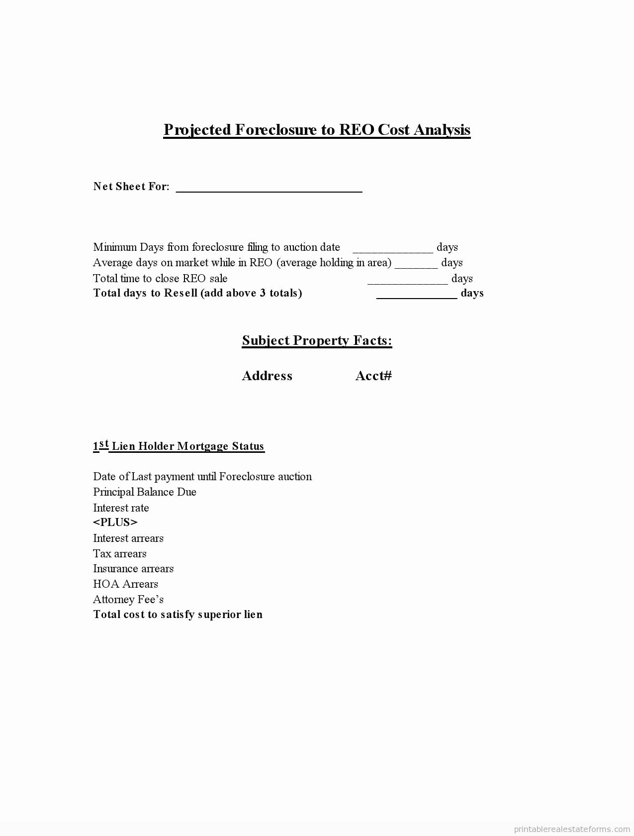 Foreclosure Letter Templates New Sample Printable Copy Of Projected foreclosure to Reo Cost