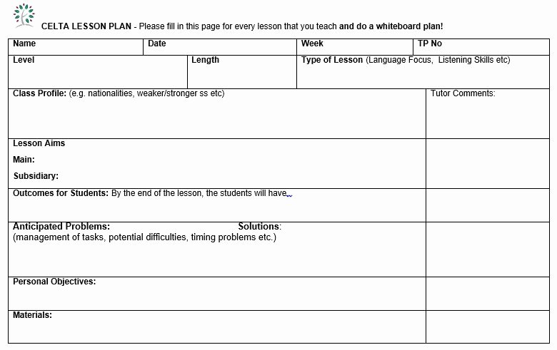 Foreign Language Lesson Plan Template Lovely Lesson Plan Template for Teaching English as A foreign