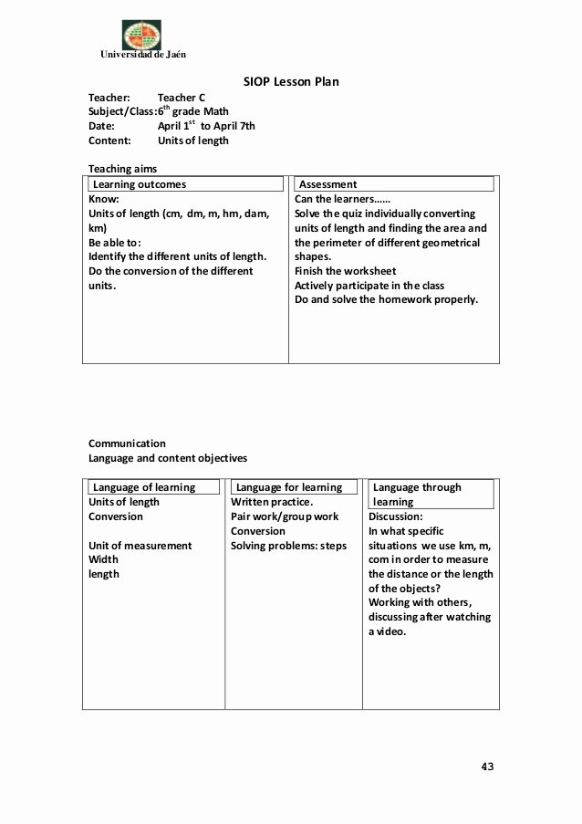 Foreign Language Lesson Plan Template Luxury Lesson Plan Template for Teaching English as A foreign