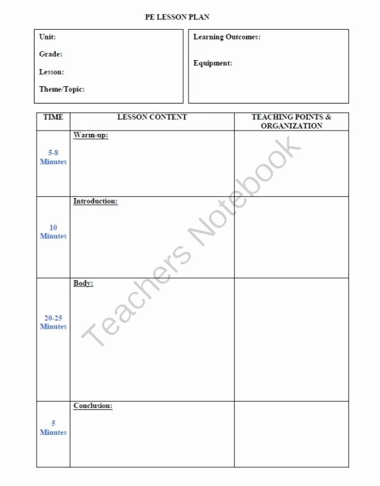 Foreign Language Lesson Plan Template New Pe Lesson Plan Template From Terri Steachingtreasure On