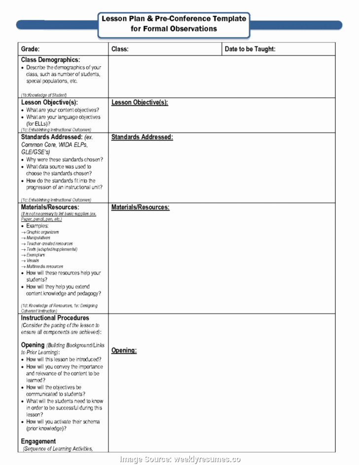 Formal Lesson Plan Template Best Of Danielson Aligned Lesson Plan Template for formal