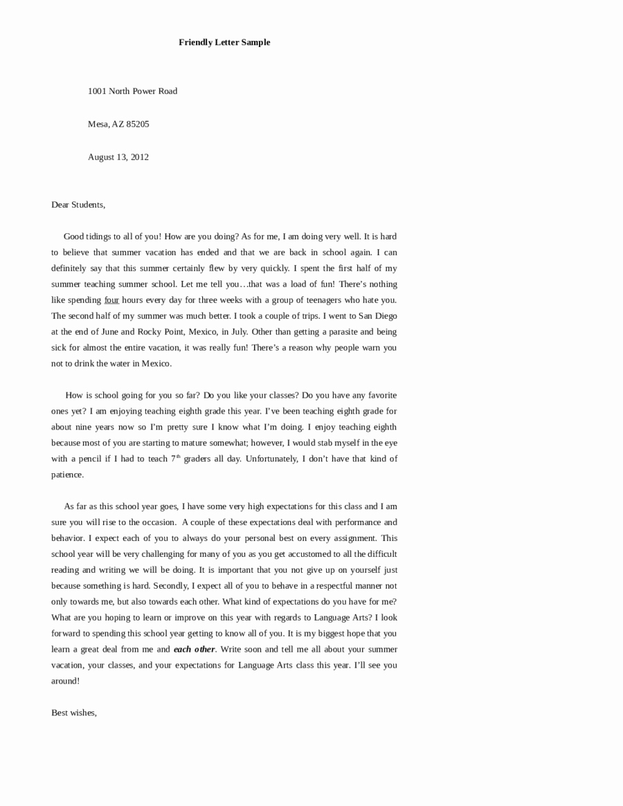 Format Of A Friendly Letter New 2018 Friendly Letter format Fillable Printable Pdf