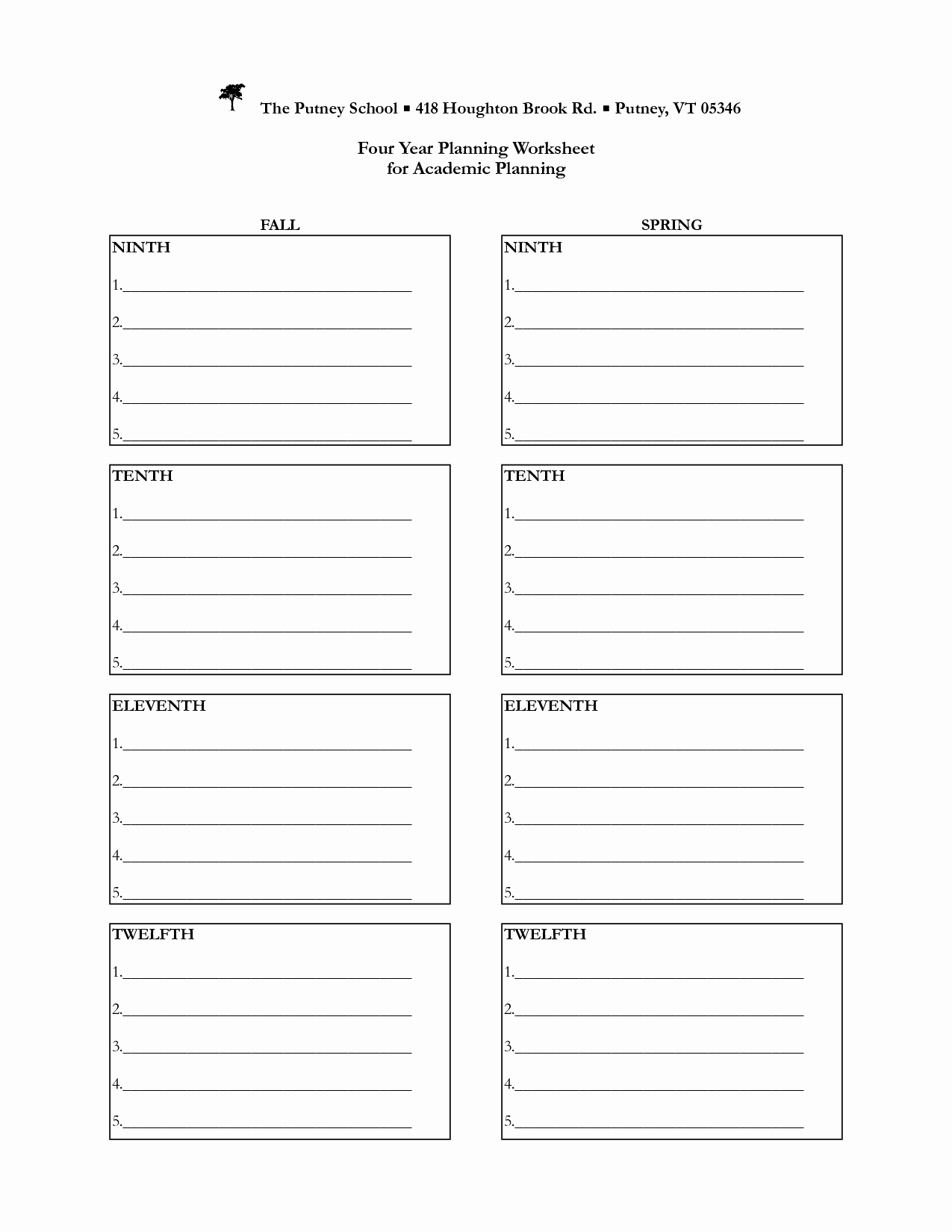 Four Year Plan Template Beautiful 19 Best Of College Planning Worksheet College
