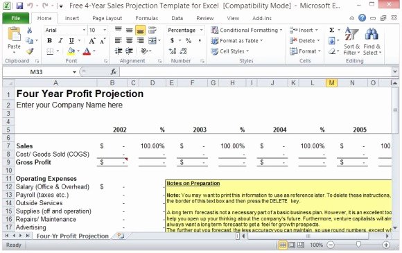 Four Year Plan Template Excel Beautiful Free 4 Year Sales Projection Template for Excel