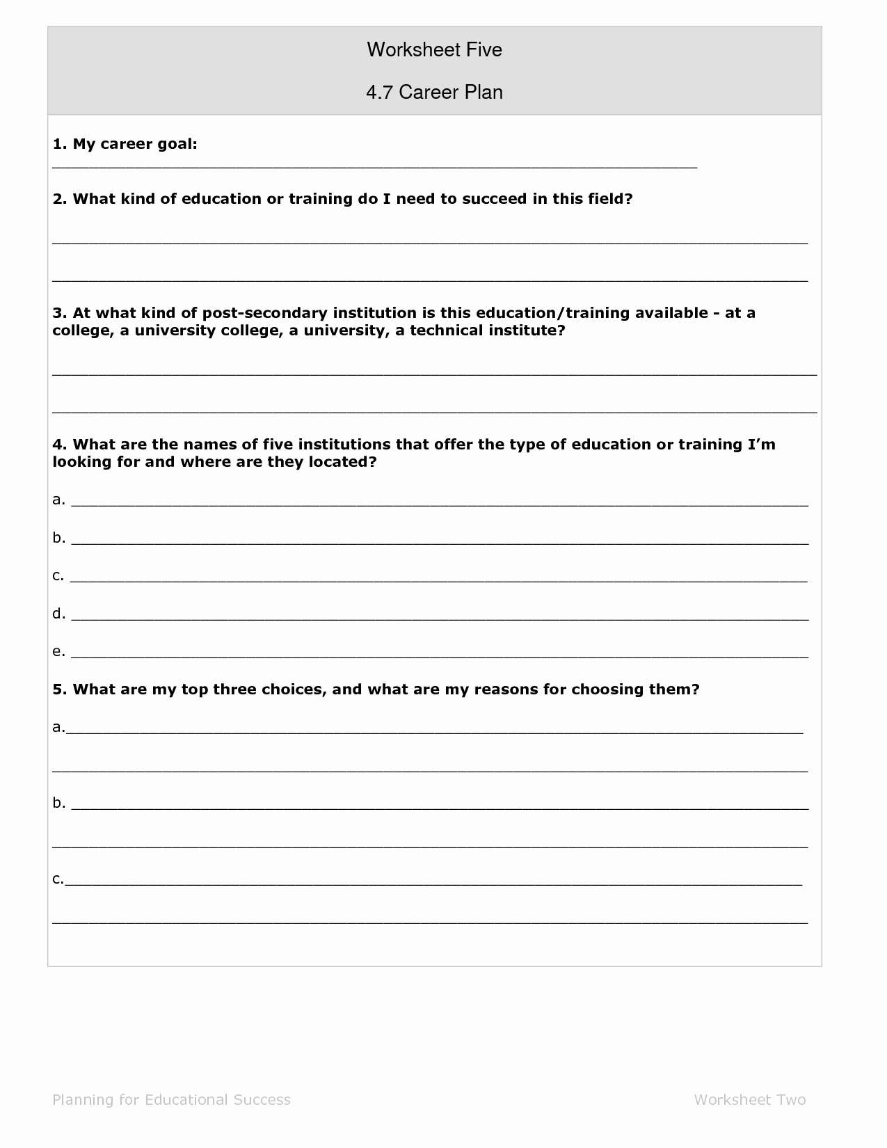 Four Year Plan Template Ucsd Beautiful 10 Best Of 5 Year Plan Worksheet High School