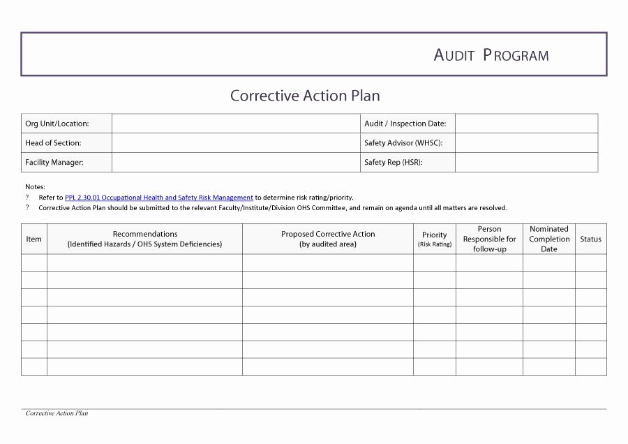 Free Action Plan Template New 45 Free Action Plan Templates Corrective Emergency