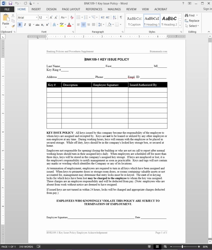 Free Church Security Plan Template Best Of Key issue Policy Employee Acknowledgement Template