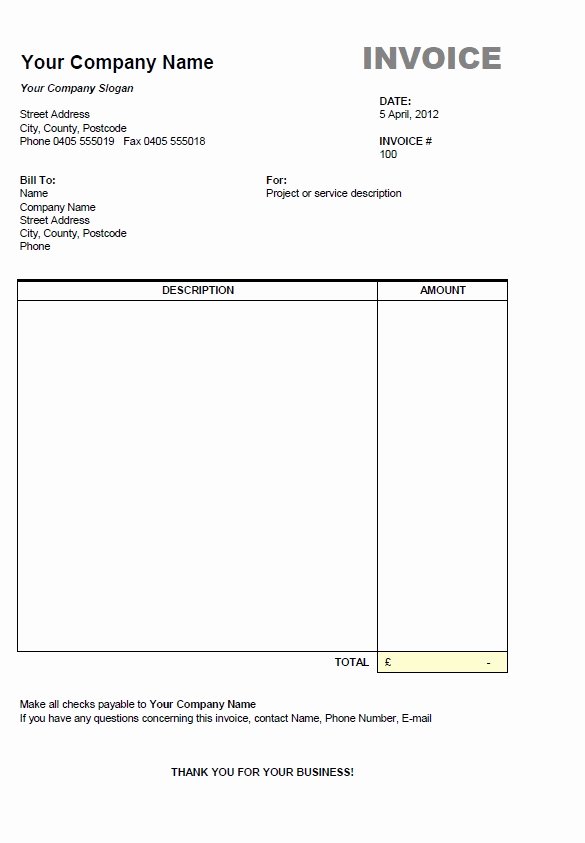 Free Invoice Template for Mac New Invoice Template Word Mac