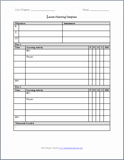 Free Lesson Plan Template Lovely Lesson Planning Templates