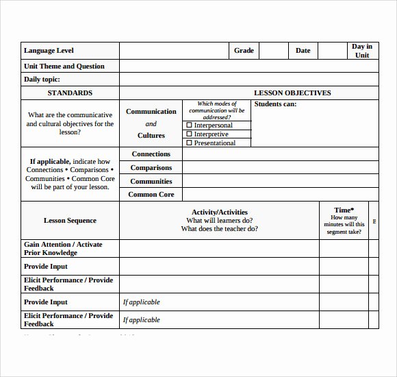Free Lesson Plan Template Word New 7 Printable Lesson Plan Templates to Download
