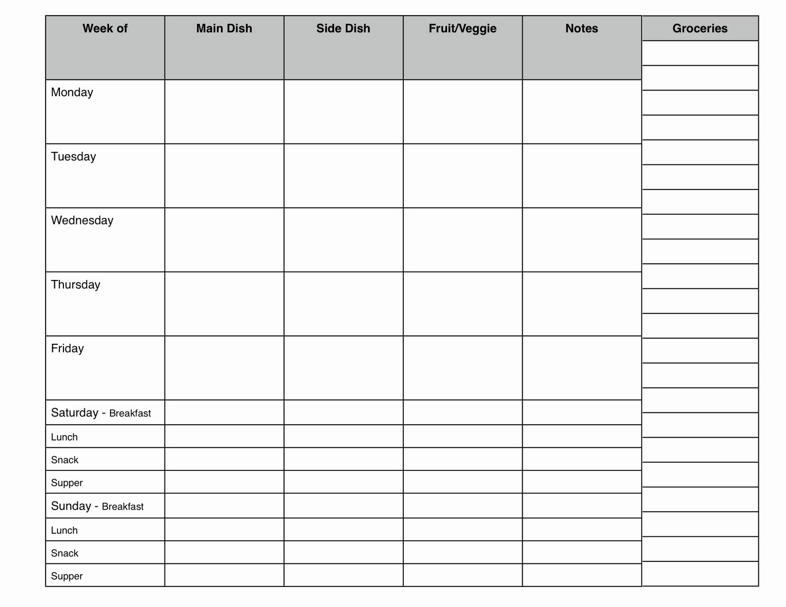 Free Meal Plan Template Awesome 7 Day Meal Planner Template