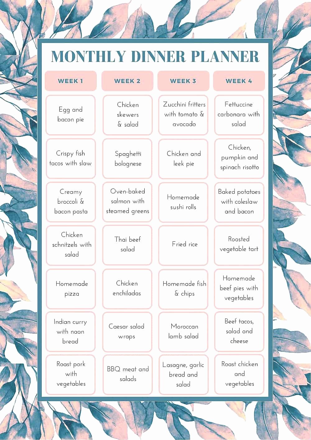 Free Menu Plan Template Luxury Free Monthly Meal Planning Template Bake Play Smile
