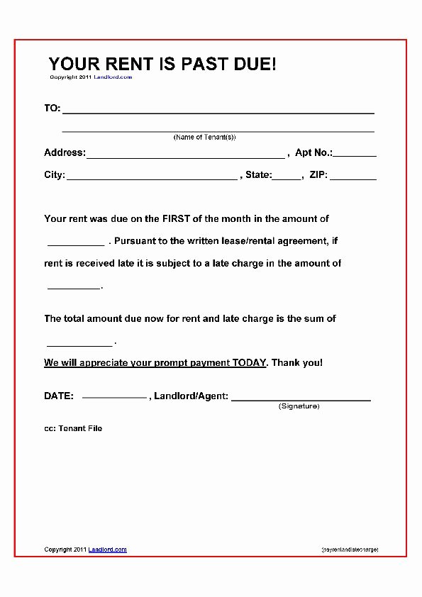 Free Online Payment form Fresh Printable Sample Late Rent Notice form