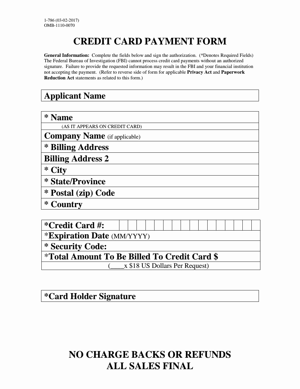 Free Online Payment form Inspirational Credit Card Payment form — Fbi