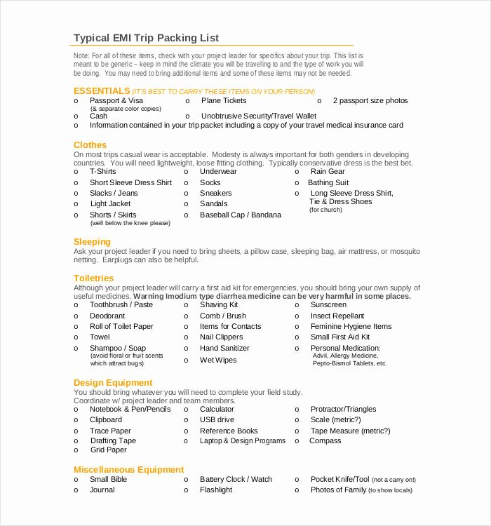 Free Packing List Template Elegant 24 Packing List Templates Pdf Doc Excel