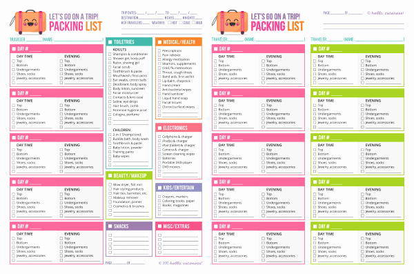 Free Packing List Template Inspirational Travel Checklist Template