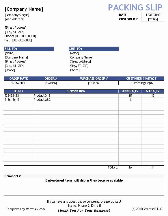 Free Packing Slip Template Awesome Free Packing Slip Template for Excel and Google Sheets