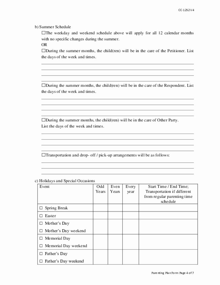 Free Parenting Plan Template Download Inspirational 50 Advanced Parenting Agreement Template Illinois Mi