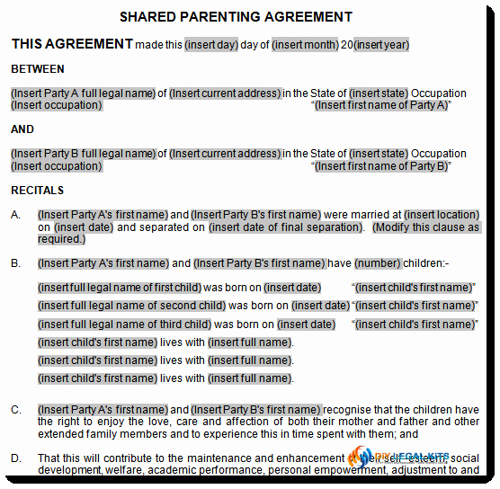 Free Parenting Plan Template New Child Support and Parenting Plan Agreement Template