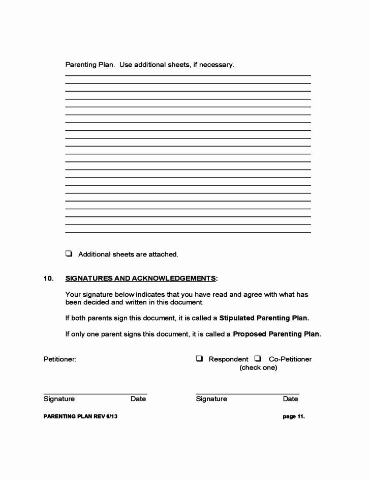 Free Parenting Plan Template New Parenting Plan form New York Free Download
