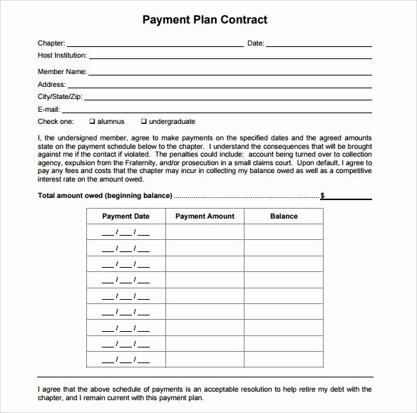 Free Payment Plan Template Awesome Enrollment Agreement Template Free Balladothris