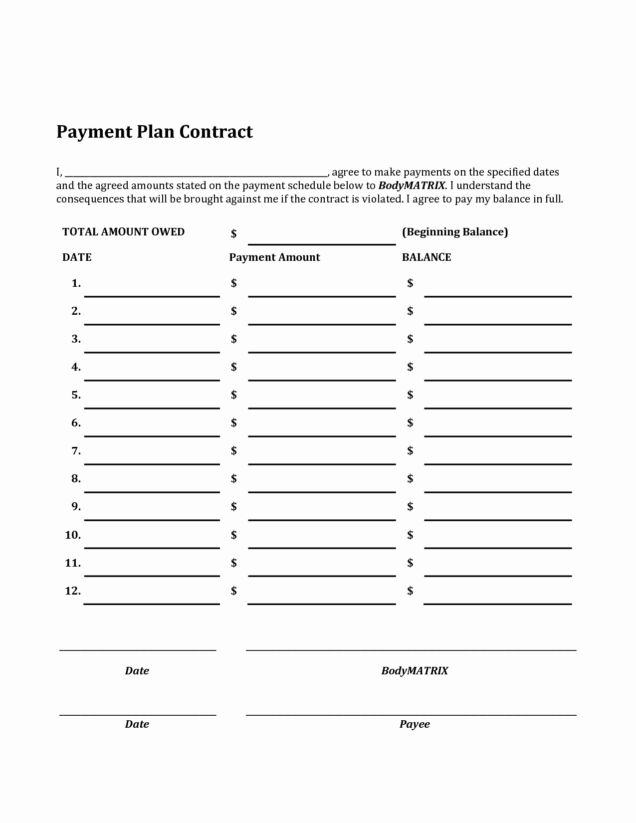 Free Payment Plan Template Unique Payment Plan Template