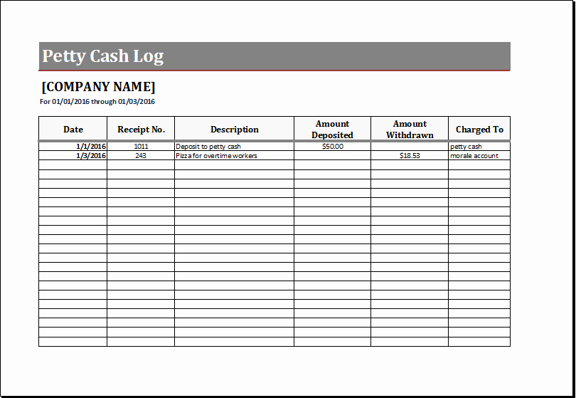 Free Petty Cash Template Elegant Petty Cash Log Template for Excel