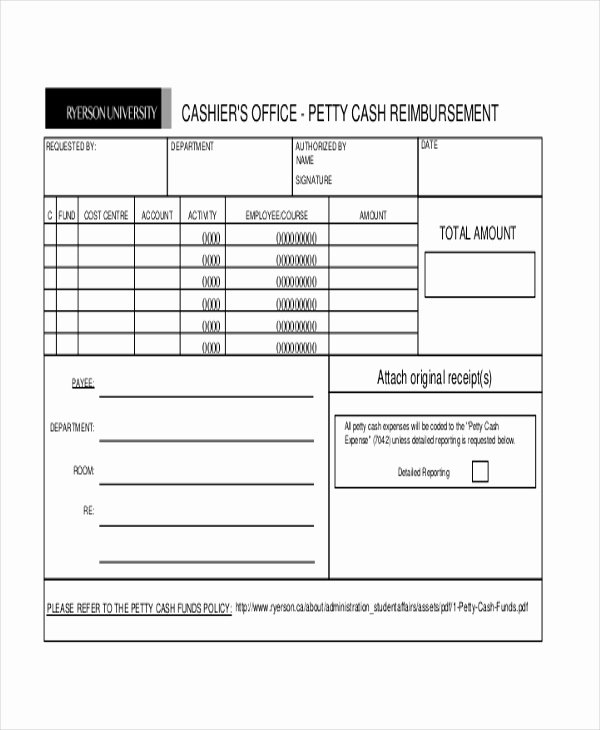 Free Petty Cash Template Luxury Sample Petty Cash Reimbursement form 7 Free Documents