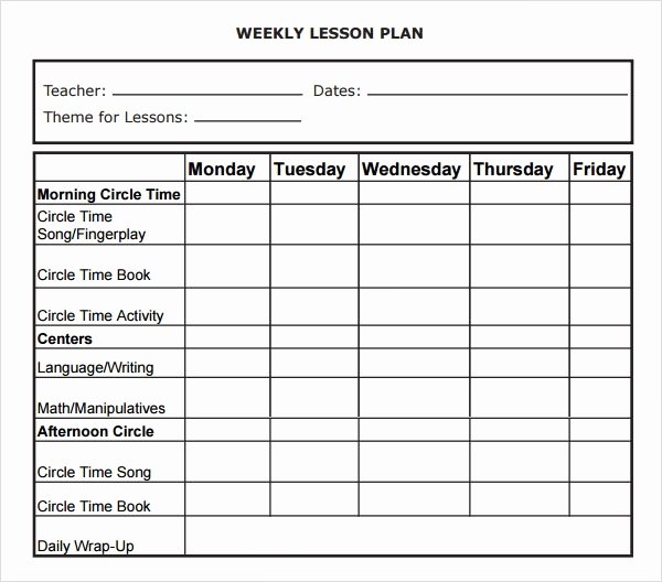 Free Preschool Lesson Plan Template Unique Weekly Lesson Plan 8 Free Download for Word Excel Pdf