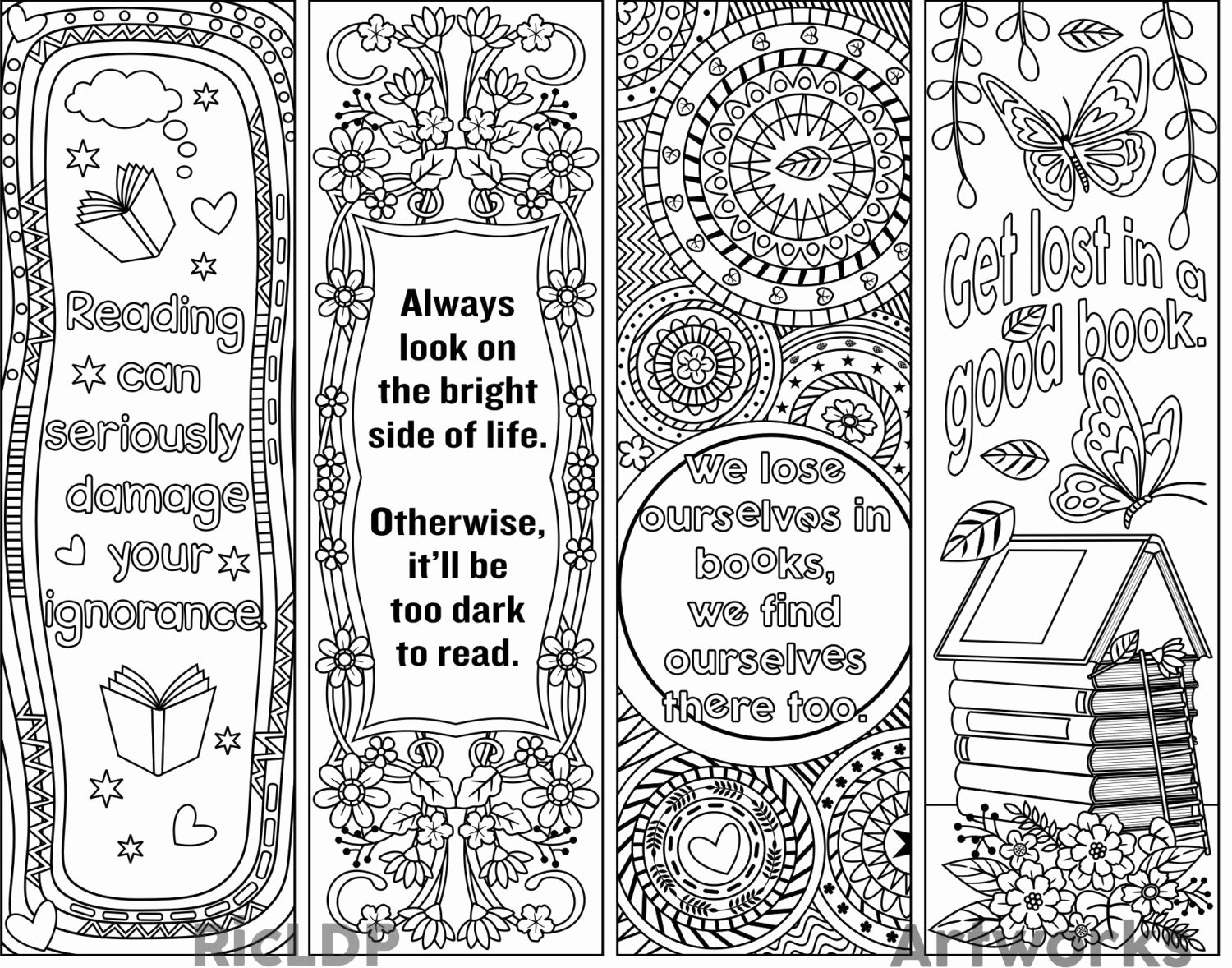 Free Printable Book Template Best Of Set Of 4 Coloring Bookmarks with Quotes Plus the Colored