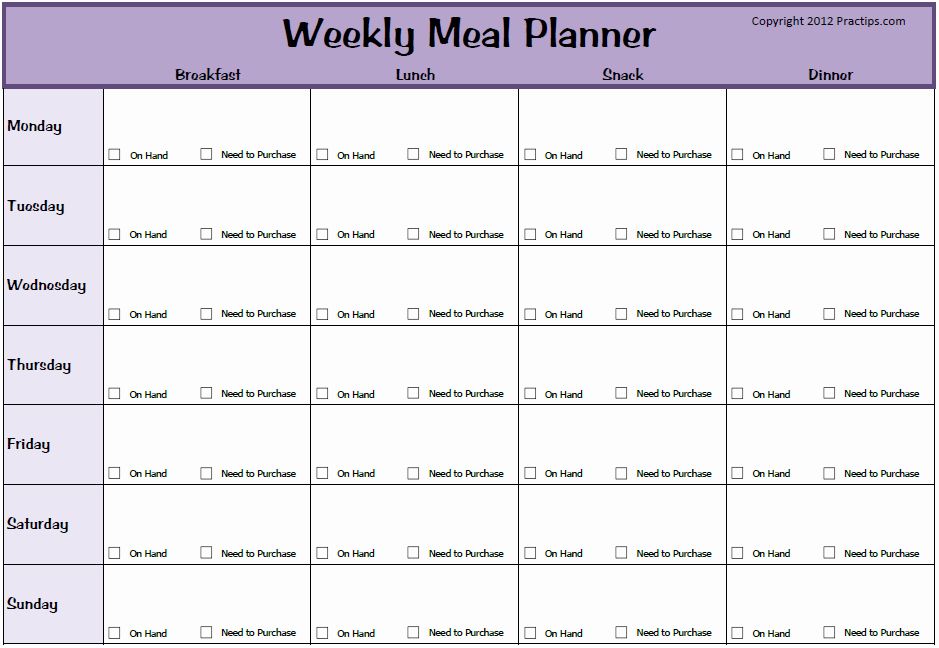 Free Printable Meal Plan Template Unique Practips Free Weekly Meal Planner