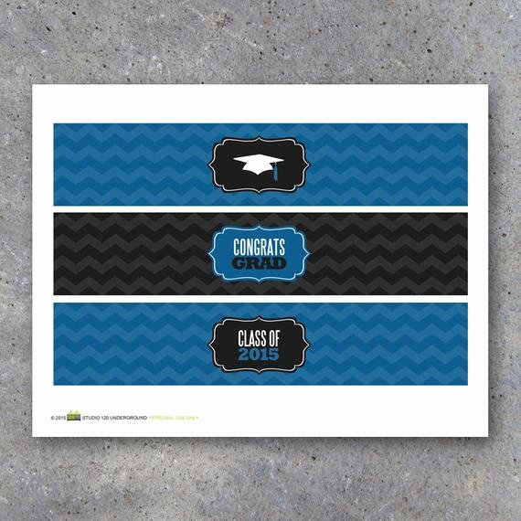 Free Printable Money Bands New Graduation Water Bottle Labels In Blue by Studio120underground