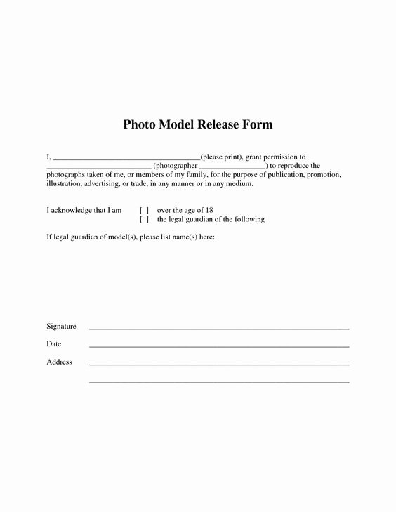 Free Printable Print Release form Elegant Free Photographer Release form