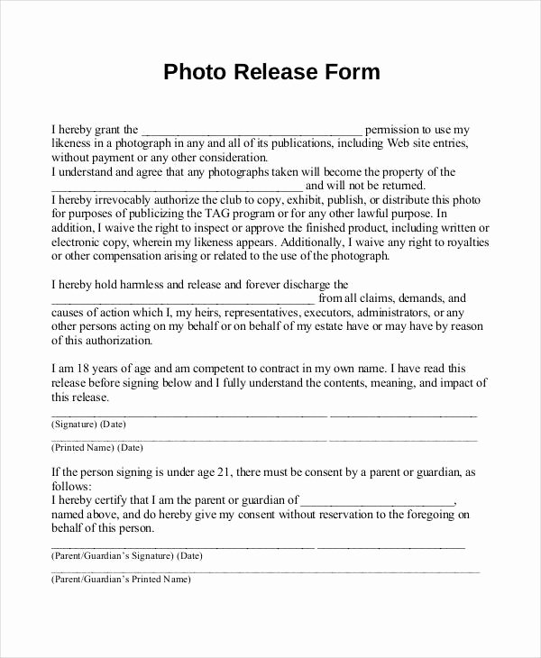 Free Printable Print Release form Elegant Release form Template